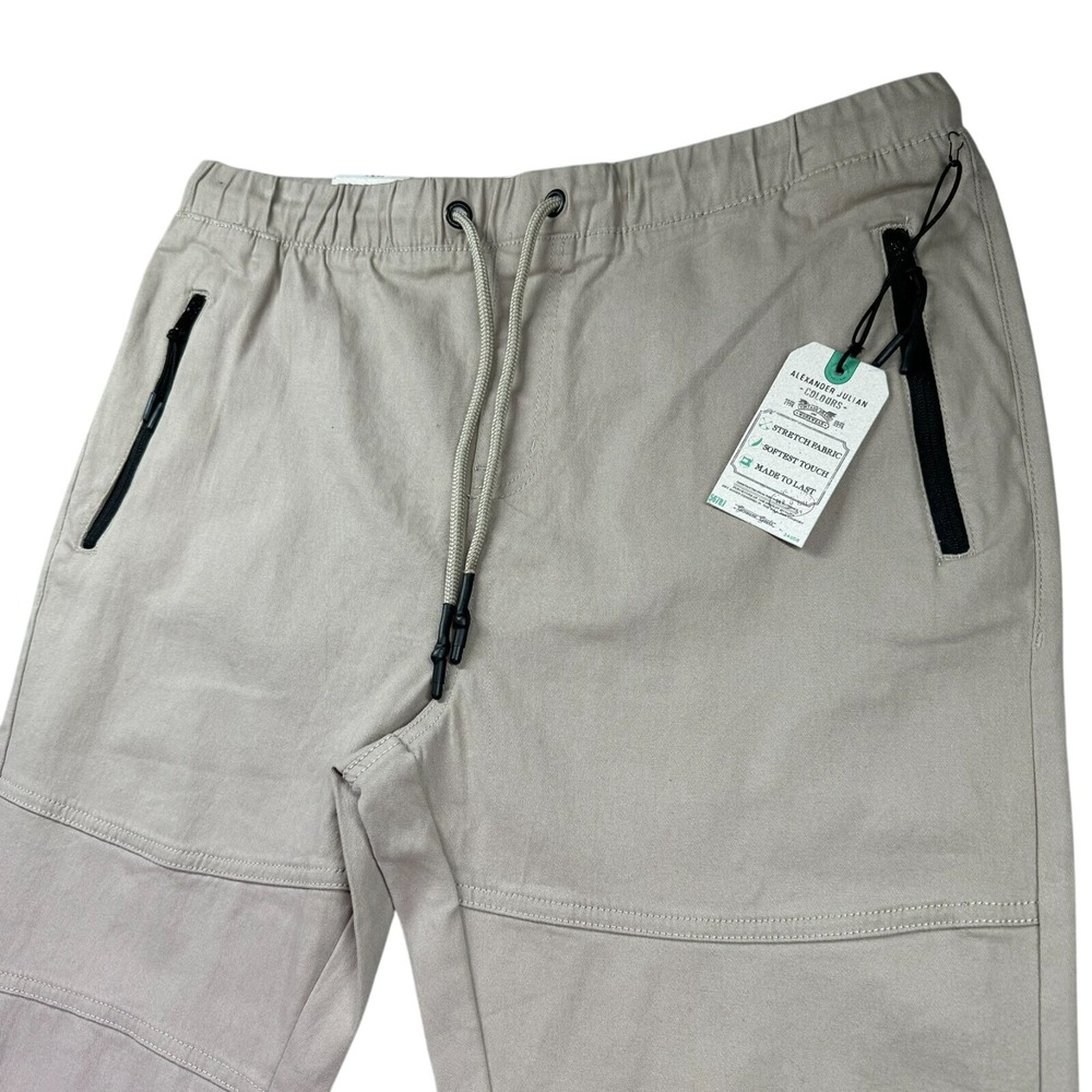 NEW Alexander Julian Colours Stretch Pants Mens XL Khaki Golf Sail Drawstring